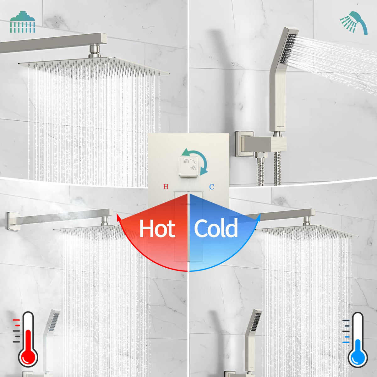 SR SUN RISE mixing valve with precise temperature control and balance.