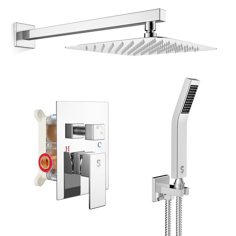 SR SUN RISE polished chrome square rainfall shower head for a luxurious spa-like shower