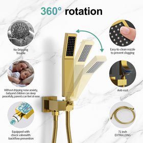 SR SUN RISE 16-inch shower arm extends overhead spray for comfort.