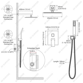 SR SUN RISE shower handle provides smooth operation and quick adjustments.