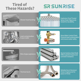 SR SUN RISE 71-inch shower hose offering flexible reach and versatile installation.