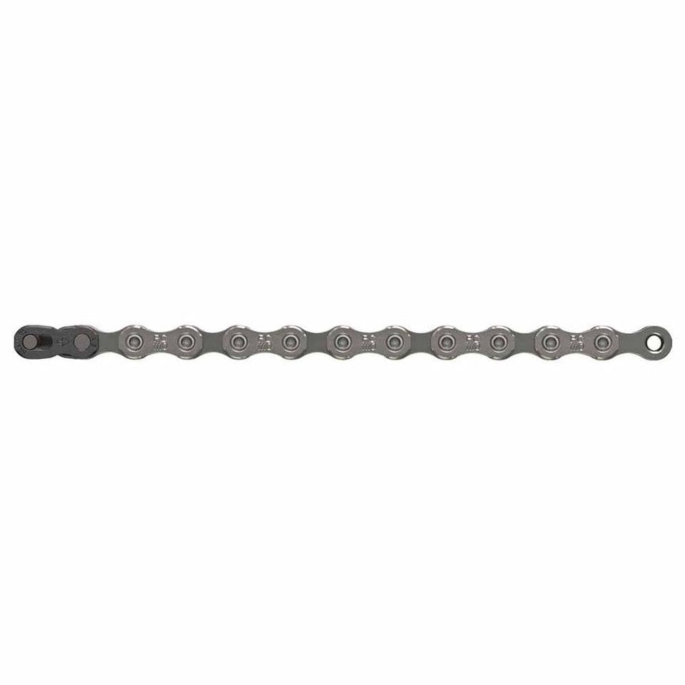 SRAM PC-1110 chain close-up in silver highlighting durability for 11-speed drivetrains