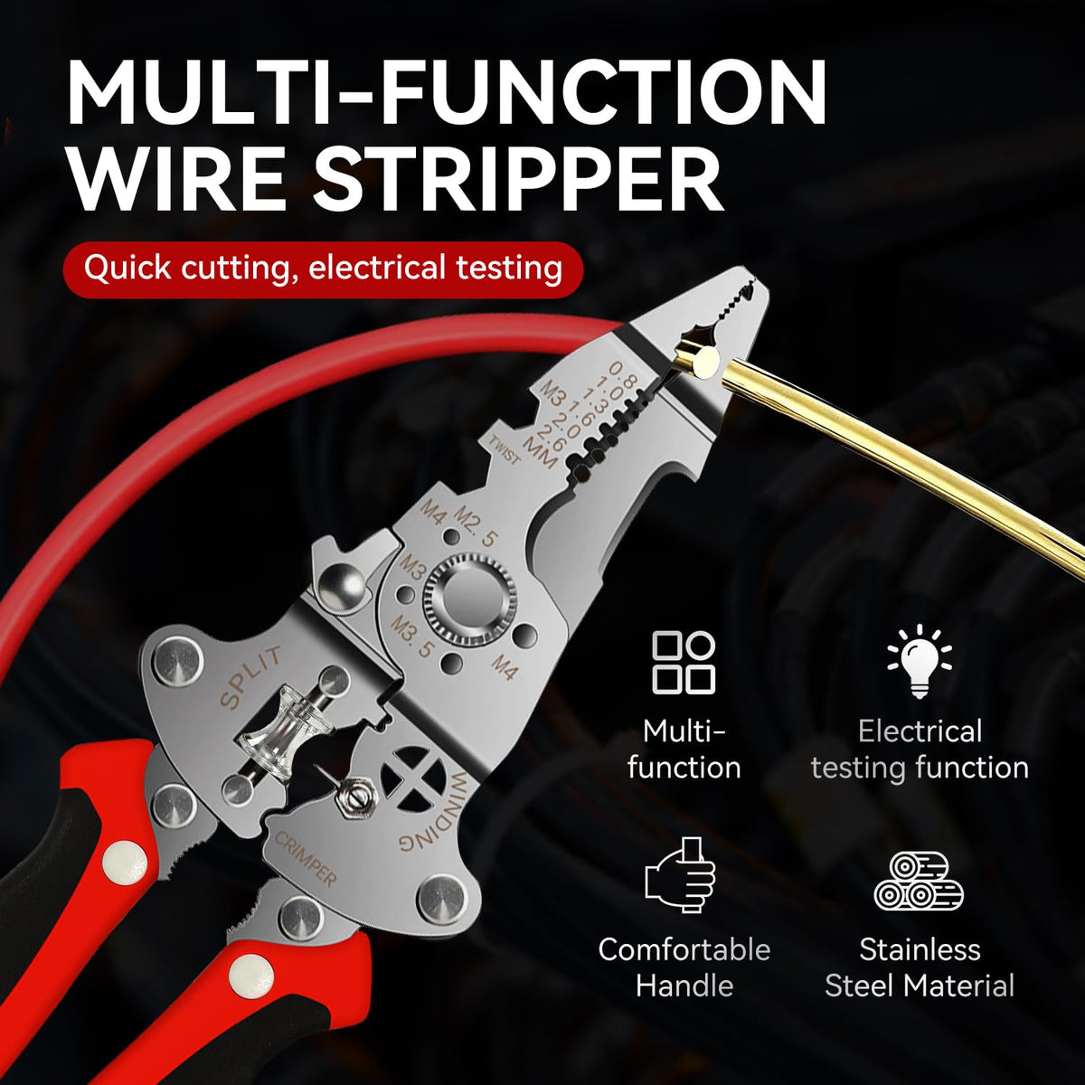 SRCANDY laser-cut blades deliver clean stripping on a wide wire range.