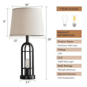 SRJJA bedside living room lamp set used on end tables