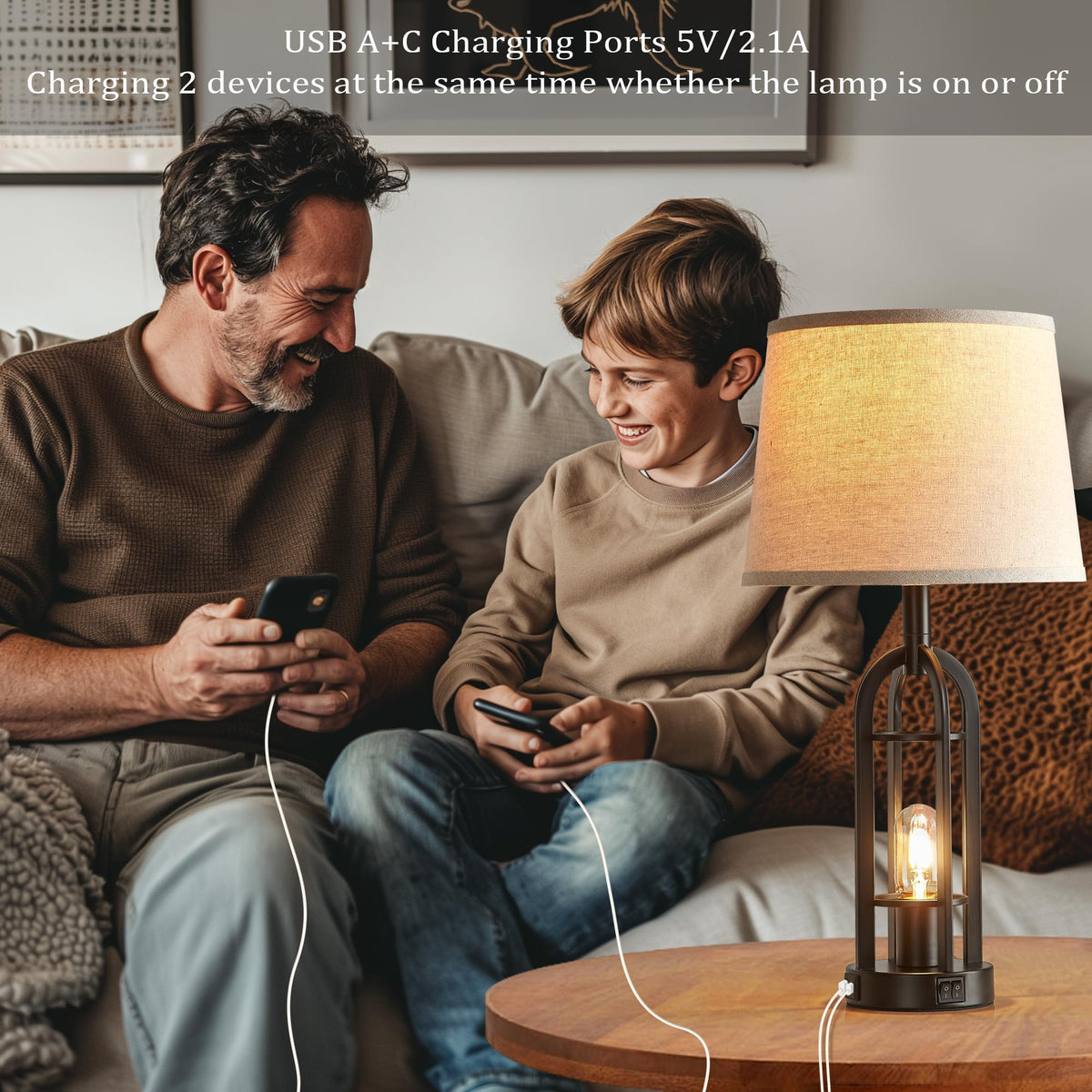 SRJJA table lamps with USB ports base for convenient charging