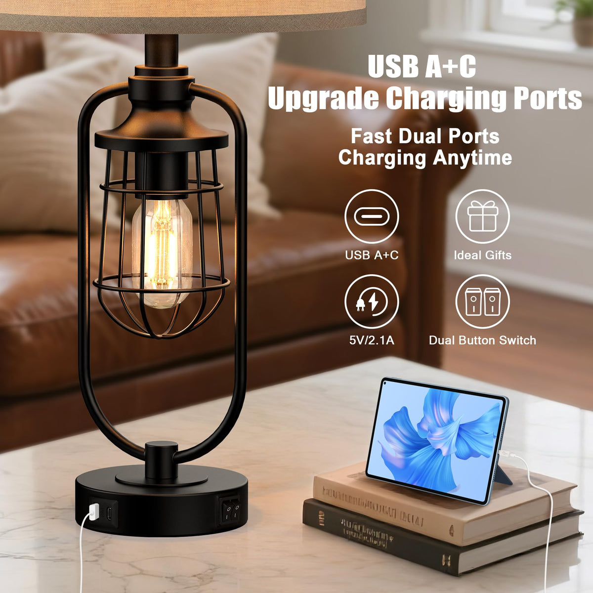 SRJJRS USB-A-C ports on lamps for convenient device charging