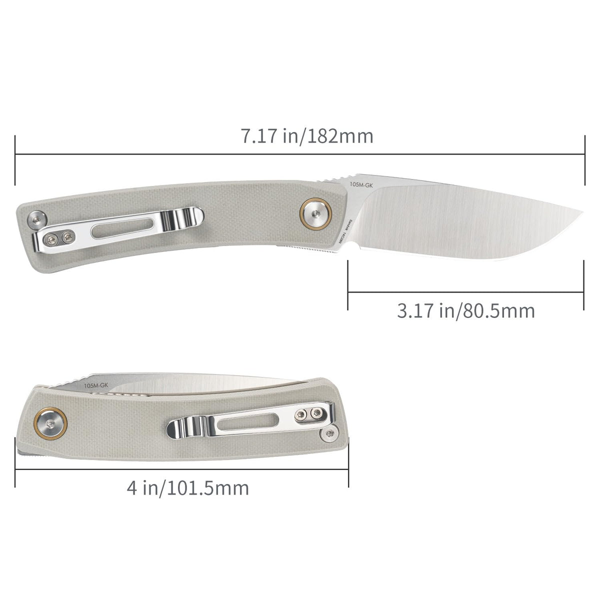 SRM 105M AIR Grey handle-detail highlights textured G10 grip
