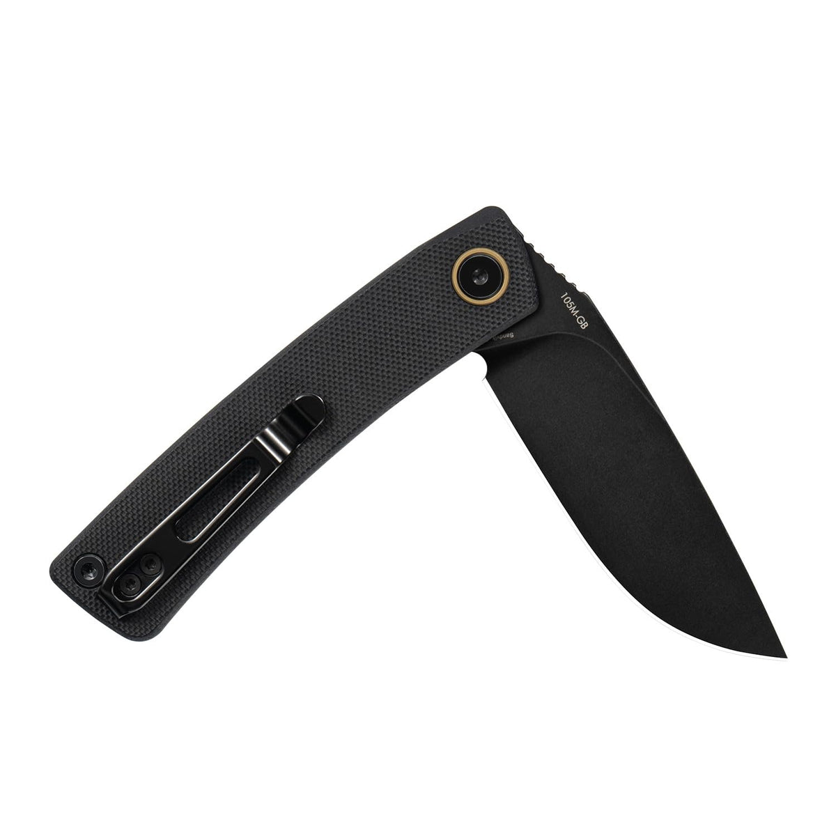 SRM pocket knife with clip, secure carry on belts or pockets.