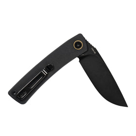 SRM pocket knife with clip, secure carry on belts or pockets.