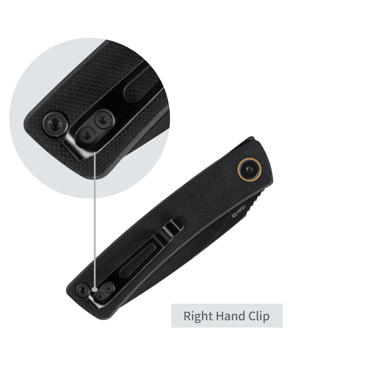 SRM smooth spine with anti-slip textured G10 grip.
