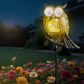 SRNPMIU solar owl with blinking eye motion for nighttime garden charm
