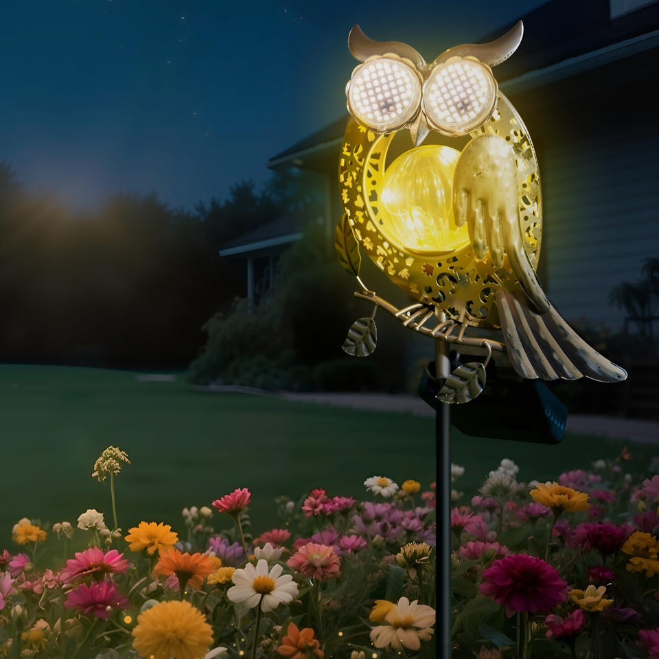 SRNPMIU solar owl with blinking eye motion for nighttime garden charm