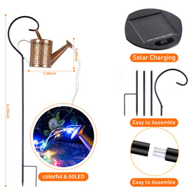SRNPMIU solar watering can light over garden bed enhances nighttime visibility