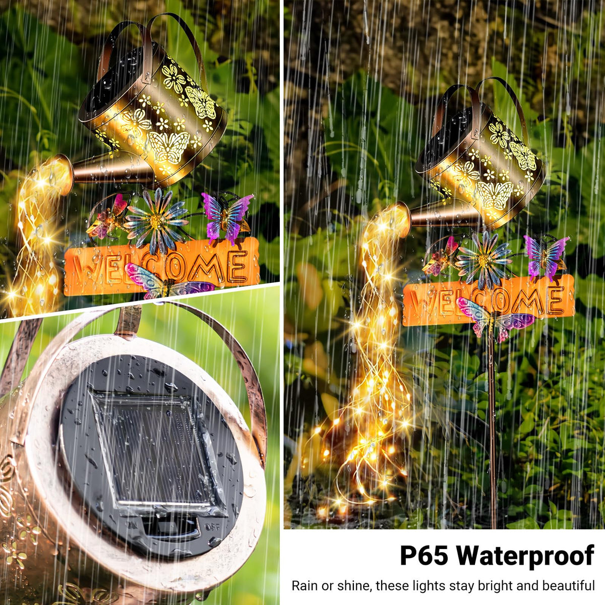 SRNPMIU solar watering can light IP65 waterproof for all-weather decor.