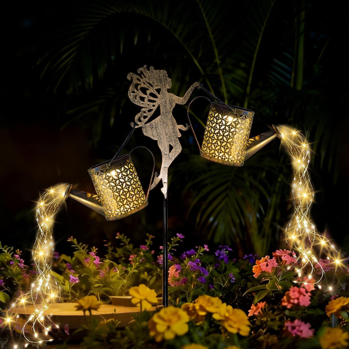 SRNPMIU solar watering can light on porch glowing softly for cozy outdoor ambiance