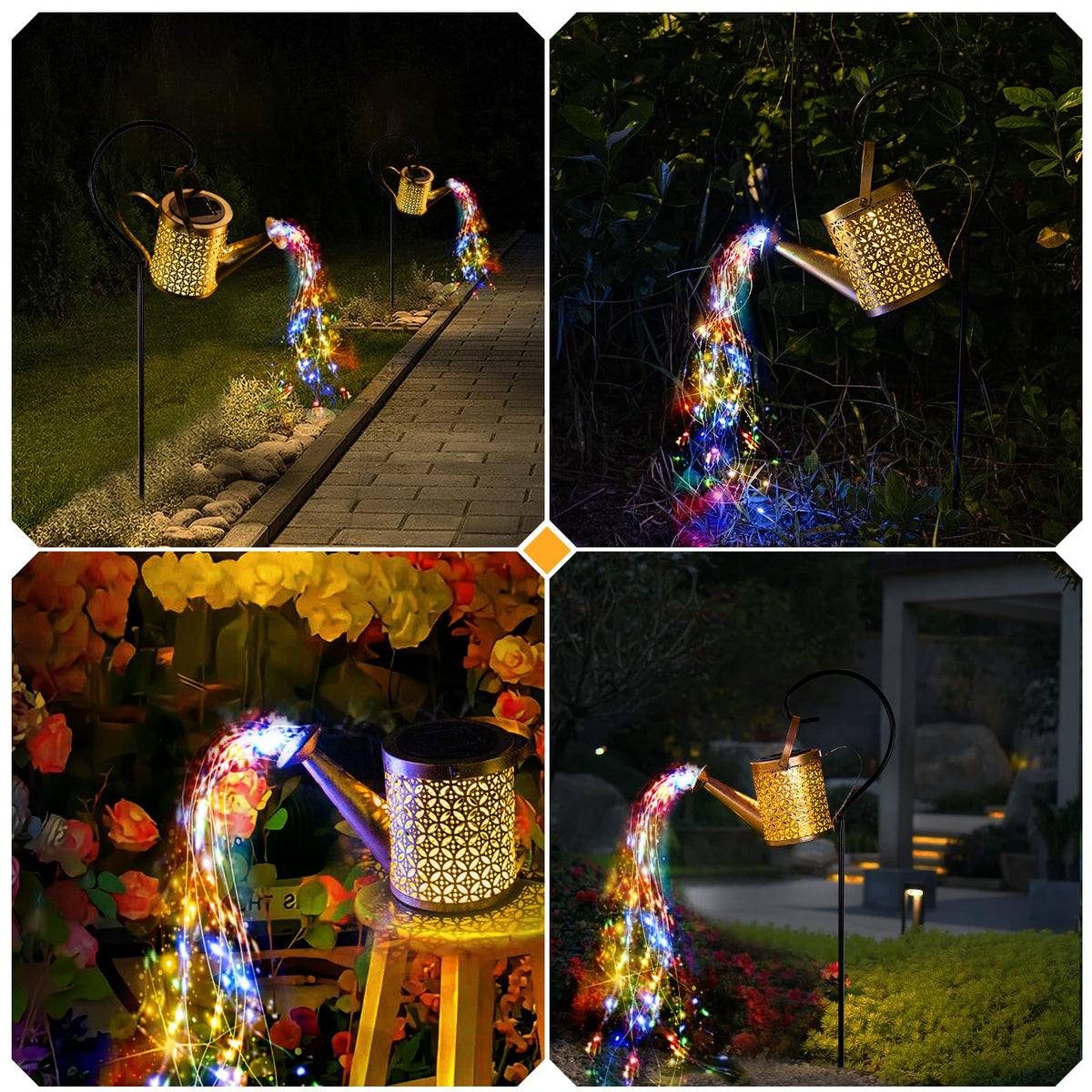 SRNPMIU solar watering can light durable rust-resistant metal withstands outdoor conditions