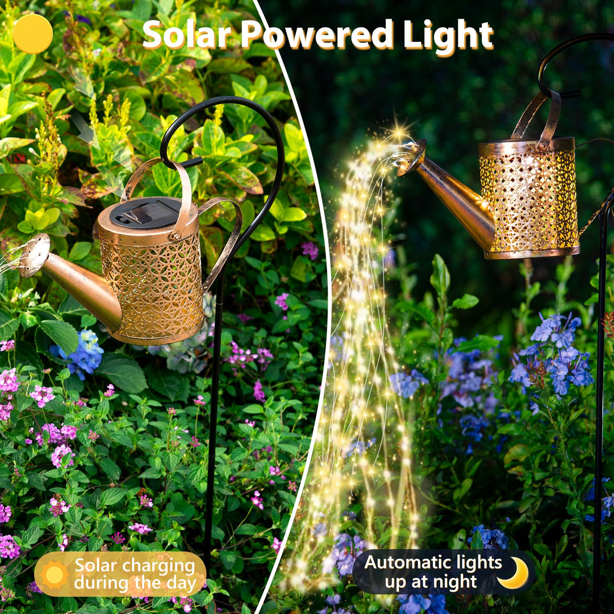 SRNPMIU solar watering can light with rustproof metal for outdoor use