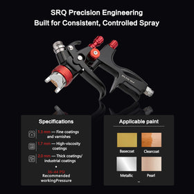 SRQLNTT 819 HVLP spray gun with 1.7mm nozzle for versatile coatings