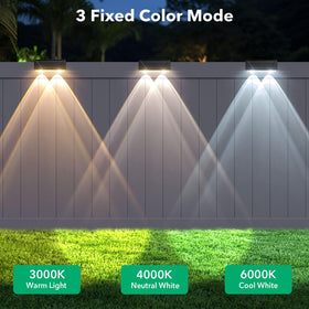 Srtyuo IP55 weatherproof solar fence light exposed to rain on a balcony.