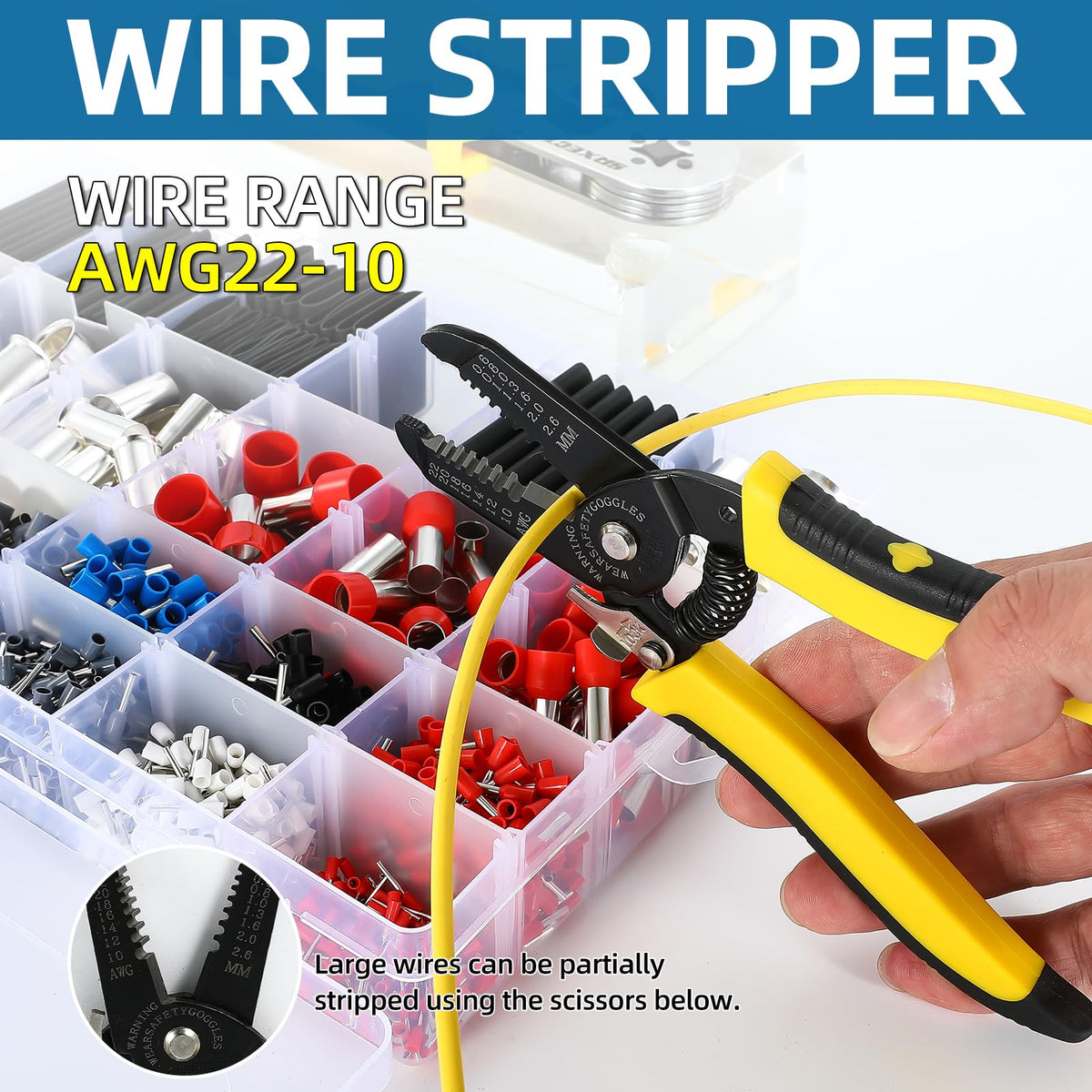 SRXECT household simple jaw AWG26-4/0 ferrule tool for quick terminations.