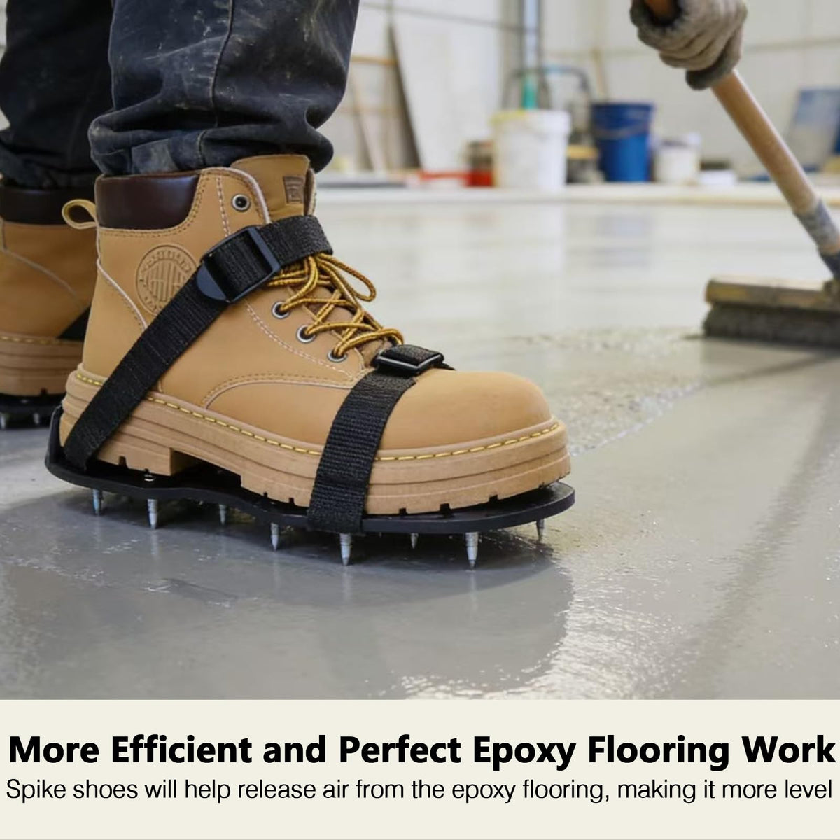 St !GIANTMAN Epoxy Shoes 3/4-inch spikes optimize epoxy floor installations.