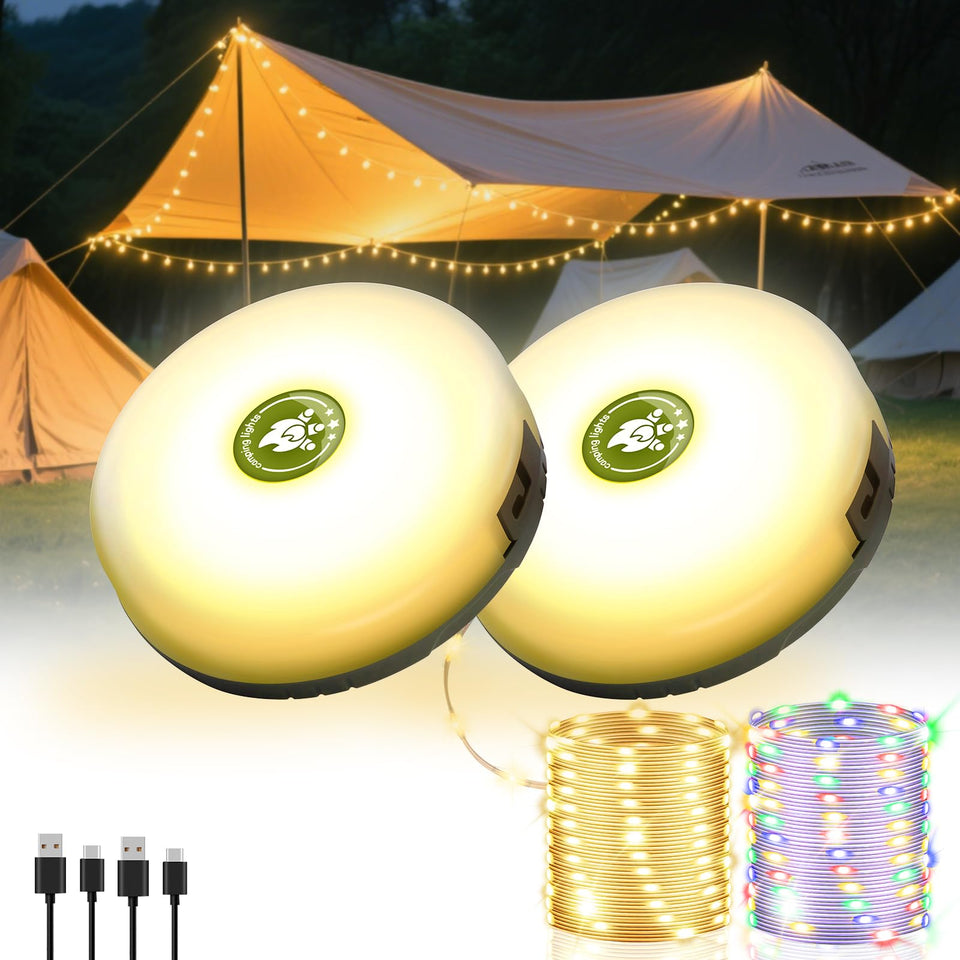 Staaricc 2Pack camping string lights showing four-in-one versatility for gatherings
