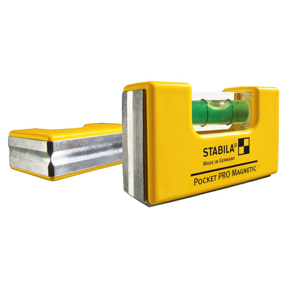Stabila 11901 pocket level with holster attached to belt for quick access