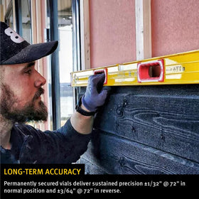 Stabila 37816 ergonomic hand grips improve handling during setup.