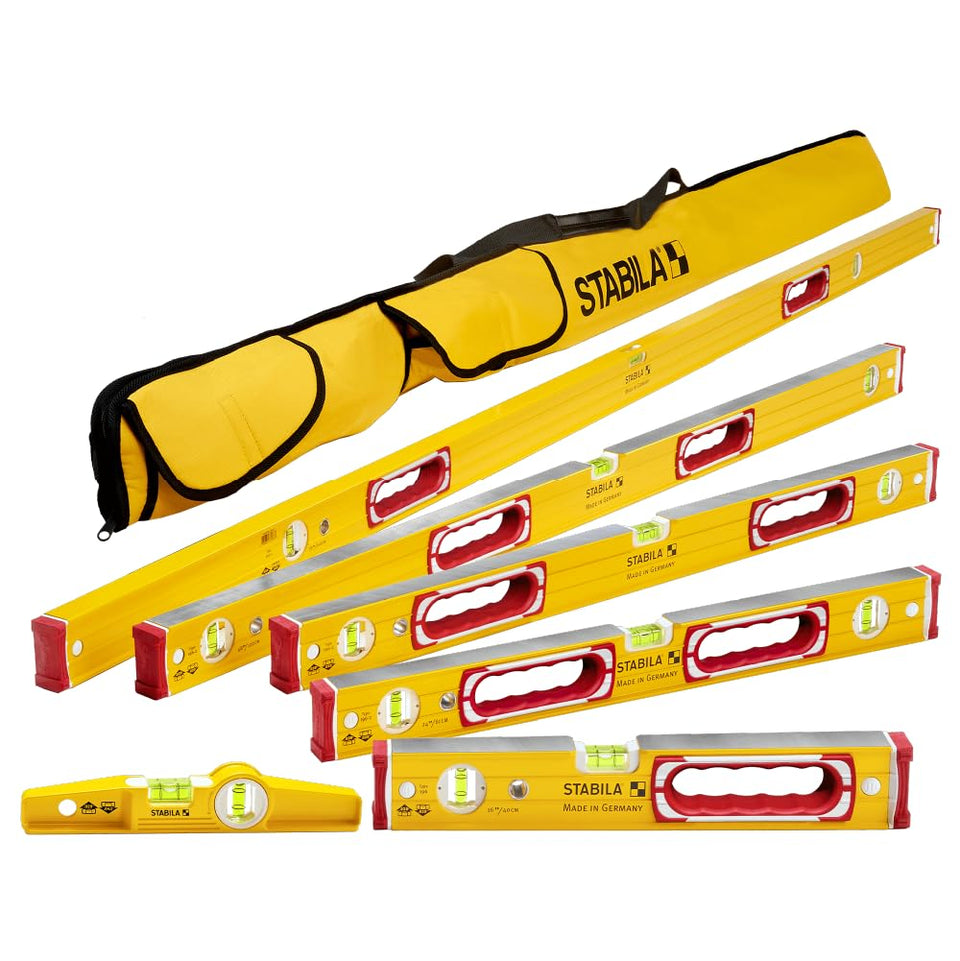 Stabila Type 196 16-inch level with bright vials for cabinet alignment