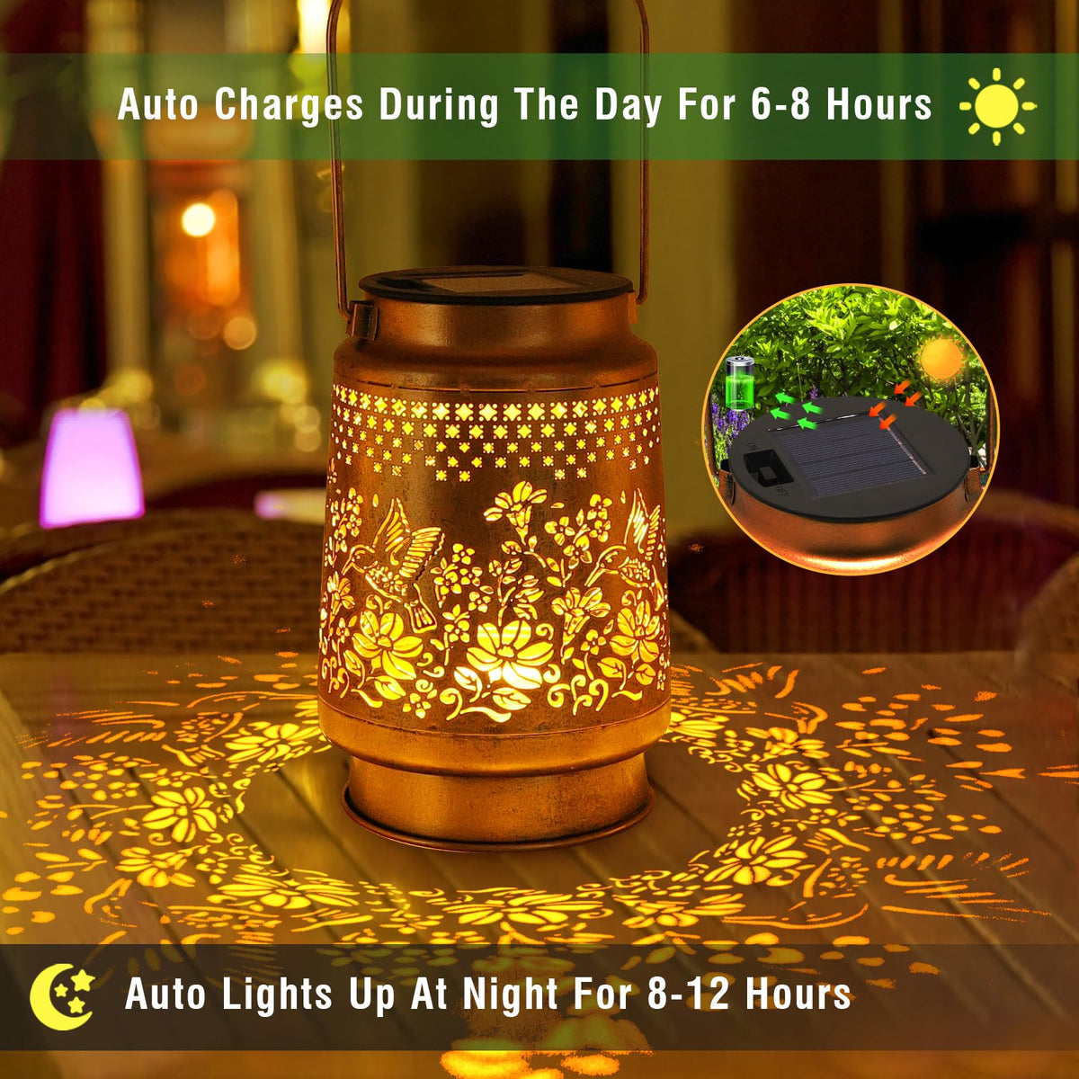 Stadeco night-light lantern highlights pathways with subtle inviting glow.