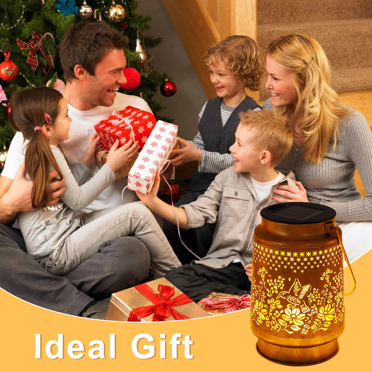 Stadeco outdoor lantern emits warm glow for cozy patios at night.