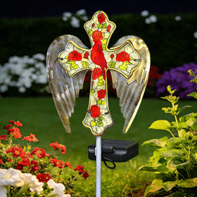 Stadeco Solar Cross Garden Lights illuminate butterfly-cross design for tranquil evenings