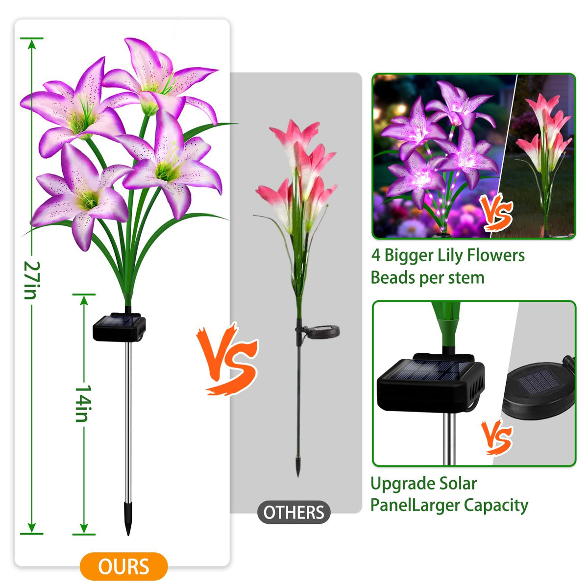 Stadeco IP65 waterproof lily lights withstand weather for year-round use.