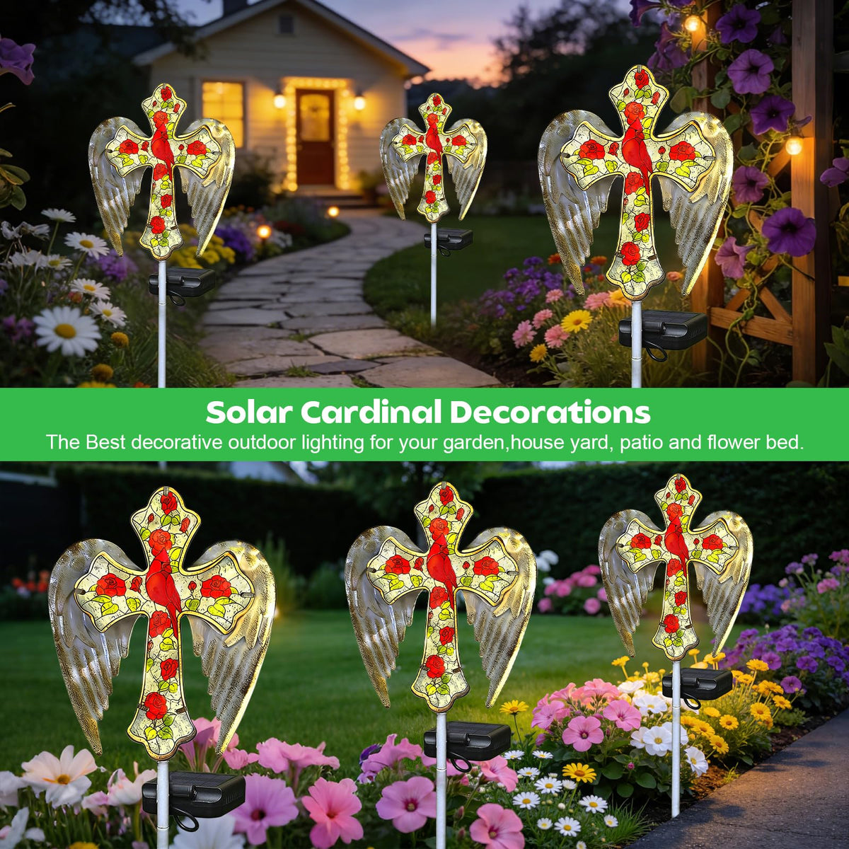 Stadeco solar garden stake lights charge by day for night-time glow