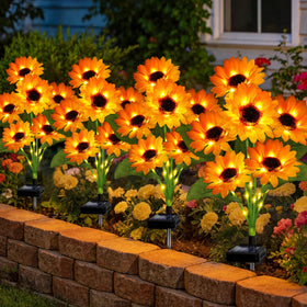 Stadeco solar sunflowers lights outdoors—lively bloom display for garden illumination.
