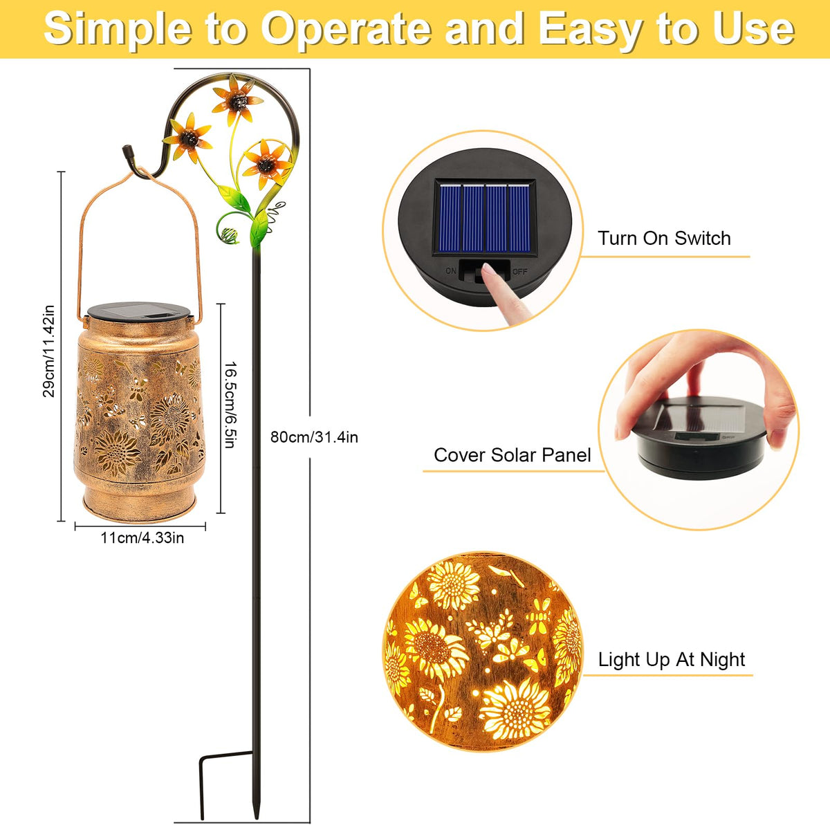 Stadeco Weatherproof lantern withstands rain, snow, and sun for year-round use.