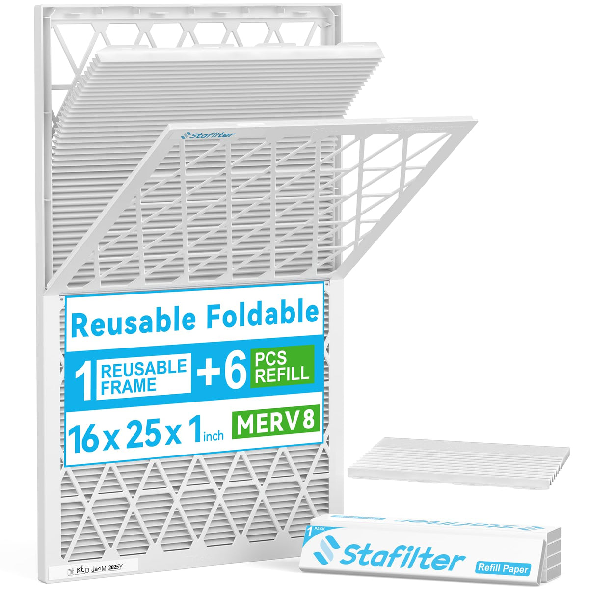 Stafilter foldable frame assembly showing a sturdy, reusable design for easy setup.