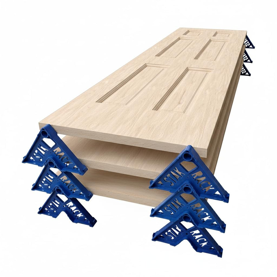 Stak Rack: painter's tool setup demonstrates the stacking design for doors