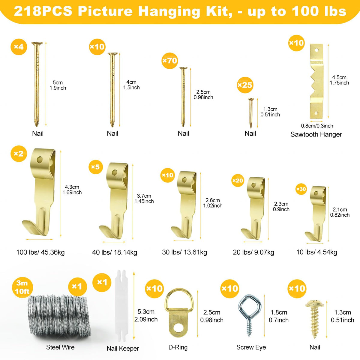 Stalishare picture hanging tool with built-in level ensures horizontal alignment.