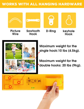 Stalishare hook system supports 10–20 lbs for decor and frames.