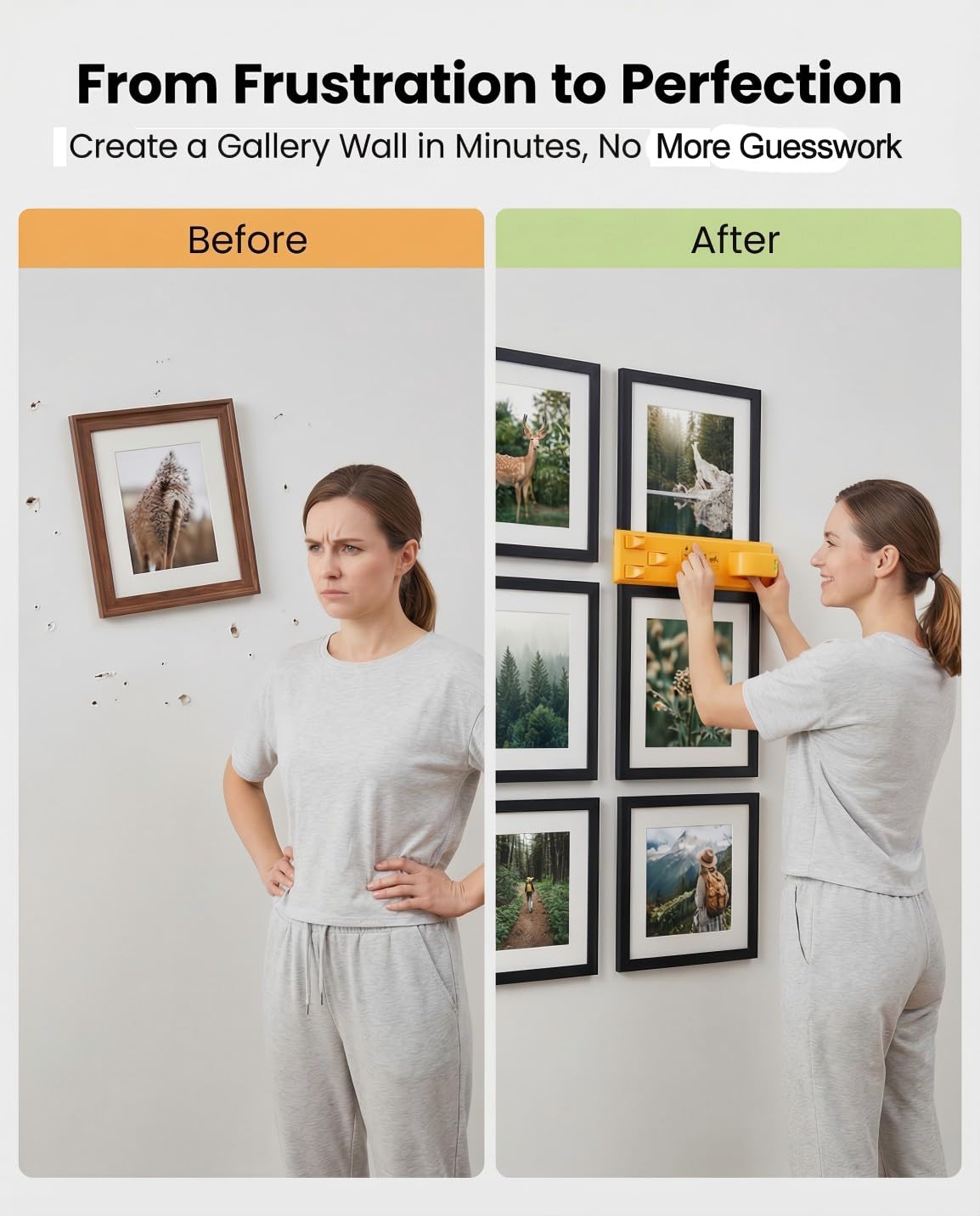 Stalishare marker pins mark exact nail spots on walls.