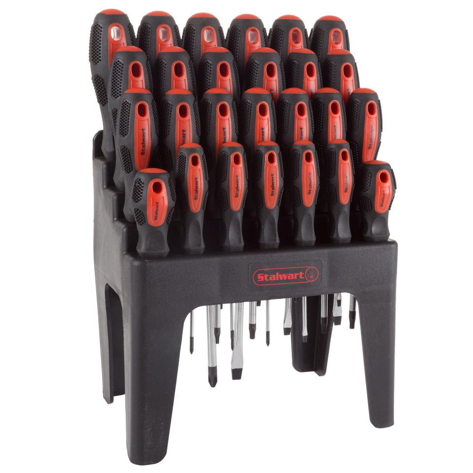 Stalwart 26-piece screwdriver set with wall mount and magnetic tips for quick screws