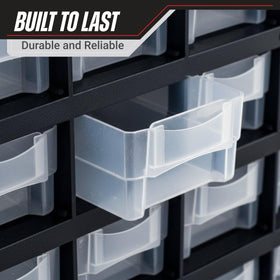 Stalwart 41-drawer organizer top view highlights transparent bins.