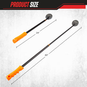 Stalwart 50lb magnetic pull head retrieves dropped metal parts efficiently.