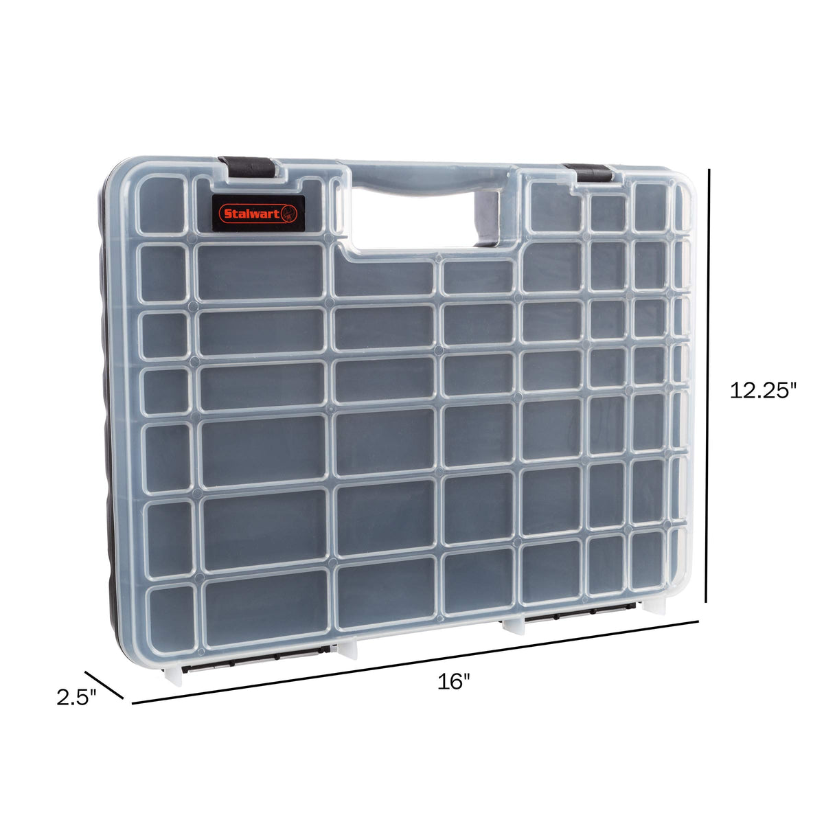 Stalwart 75ST6073 case open lid showing compartments, quick access to small parts.