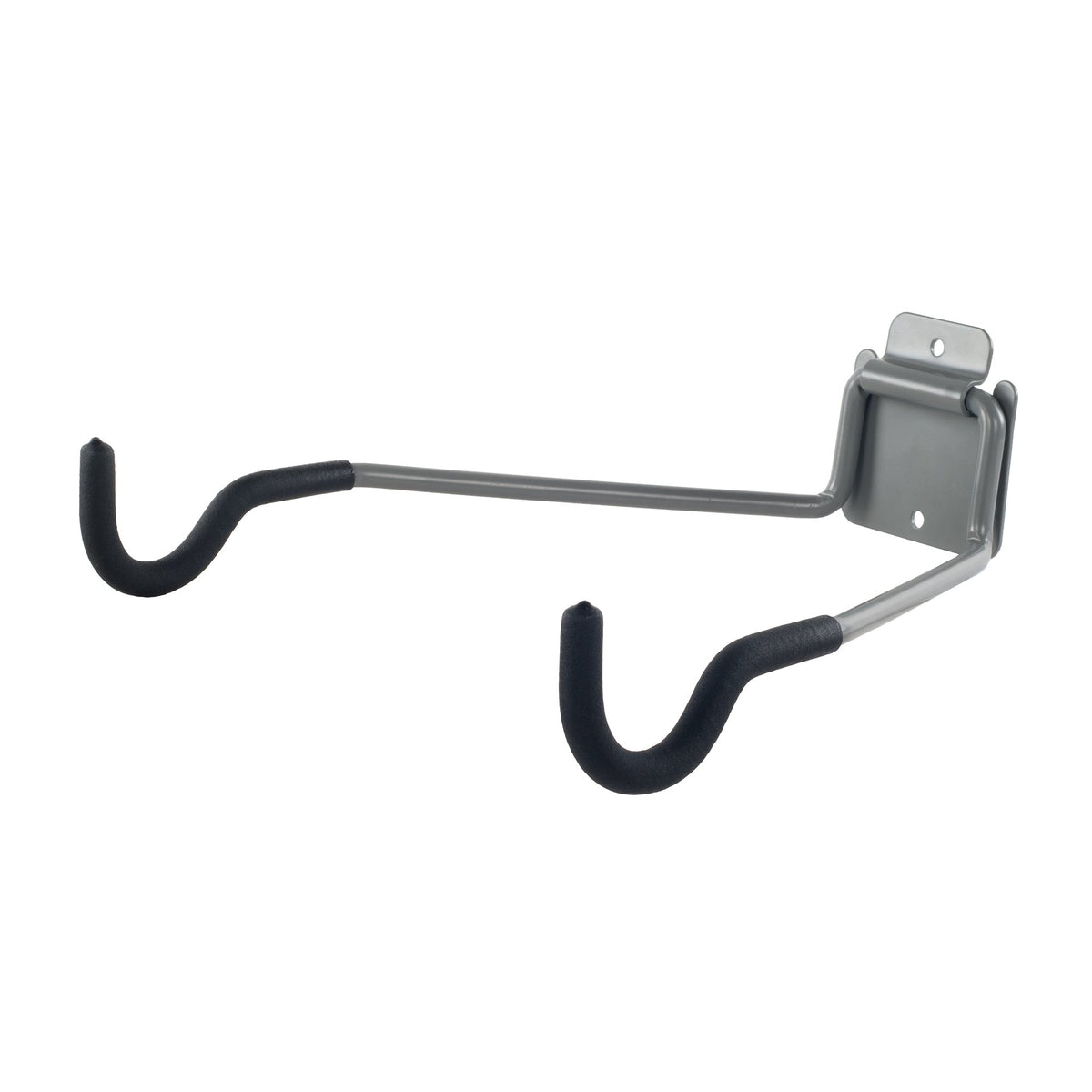 Stalwart bike wall mount holds up to 50 pounds with foam-padded hooks for safe storage.