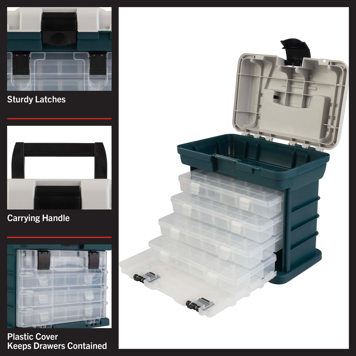 Stalwart carries a sturdy handle and secure latches for easy transport.