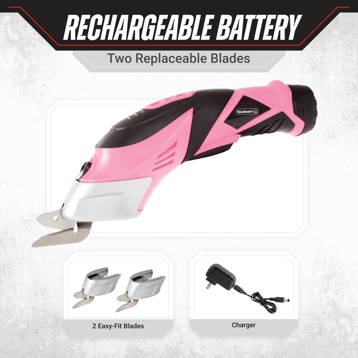 Stalwart pink cordless scissors safety switch for safer operation