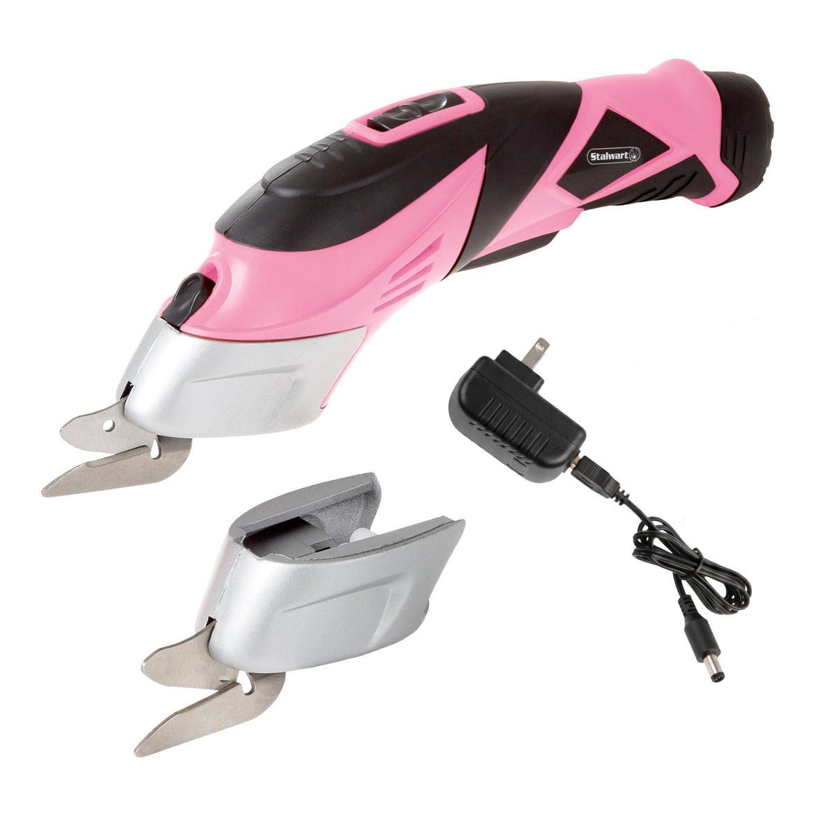 Stalwart cordless electric scissors pink with two blades for quick, mess-free cutting