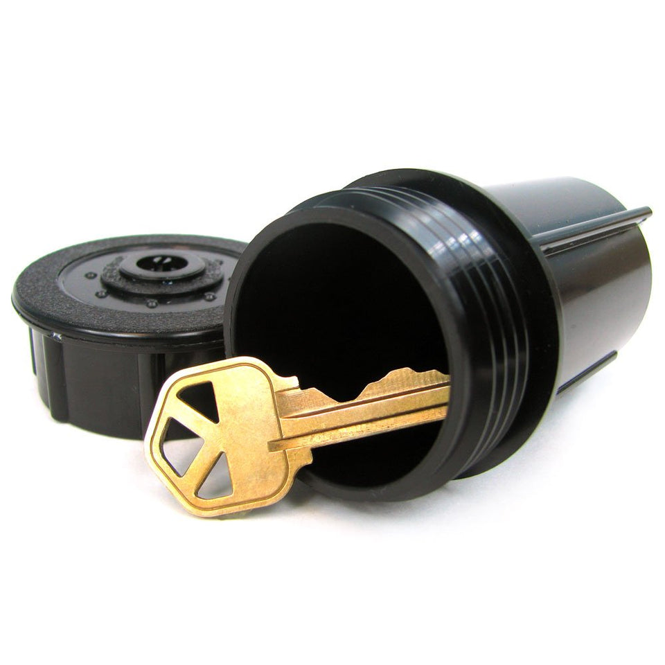 Stalwart discrete sprinkler head with a realistic look conceals a spare key.
